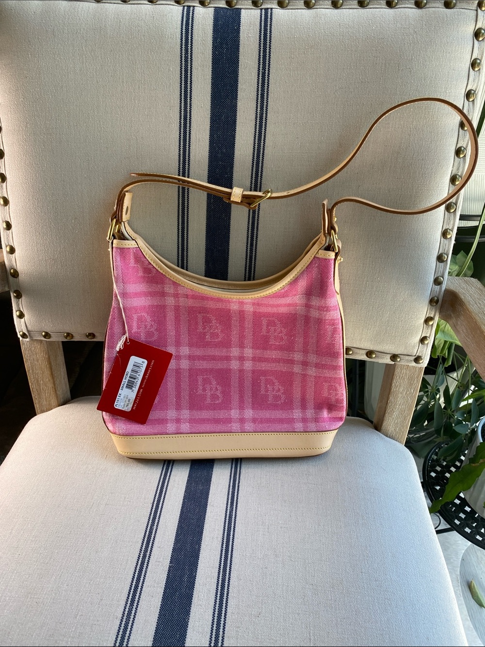 Dooney & Bourke Vintage Pink Monogram Crossbody with Tan Trim NWT